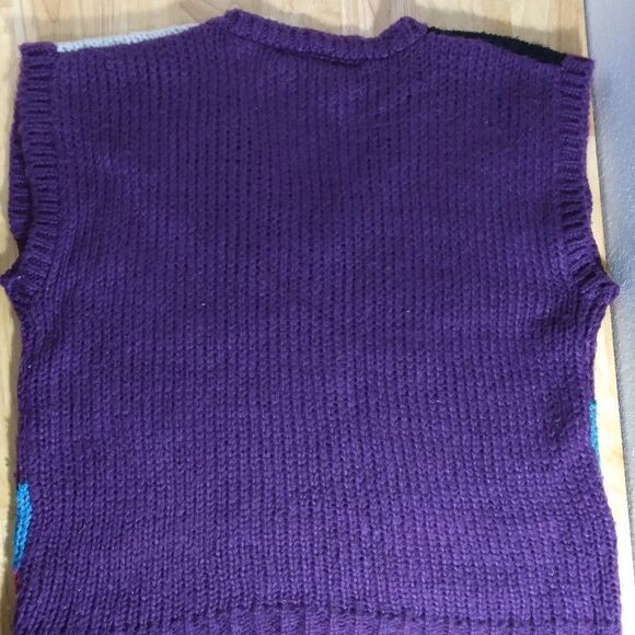 Vintage Uno & Una Abstract Geometric Color Block V-Neck Sweater Vest - Picture 7 of 8